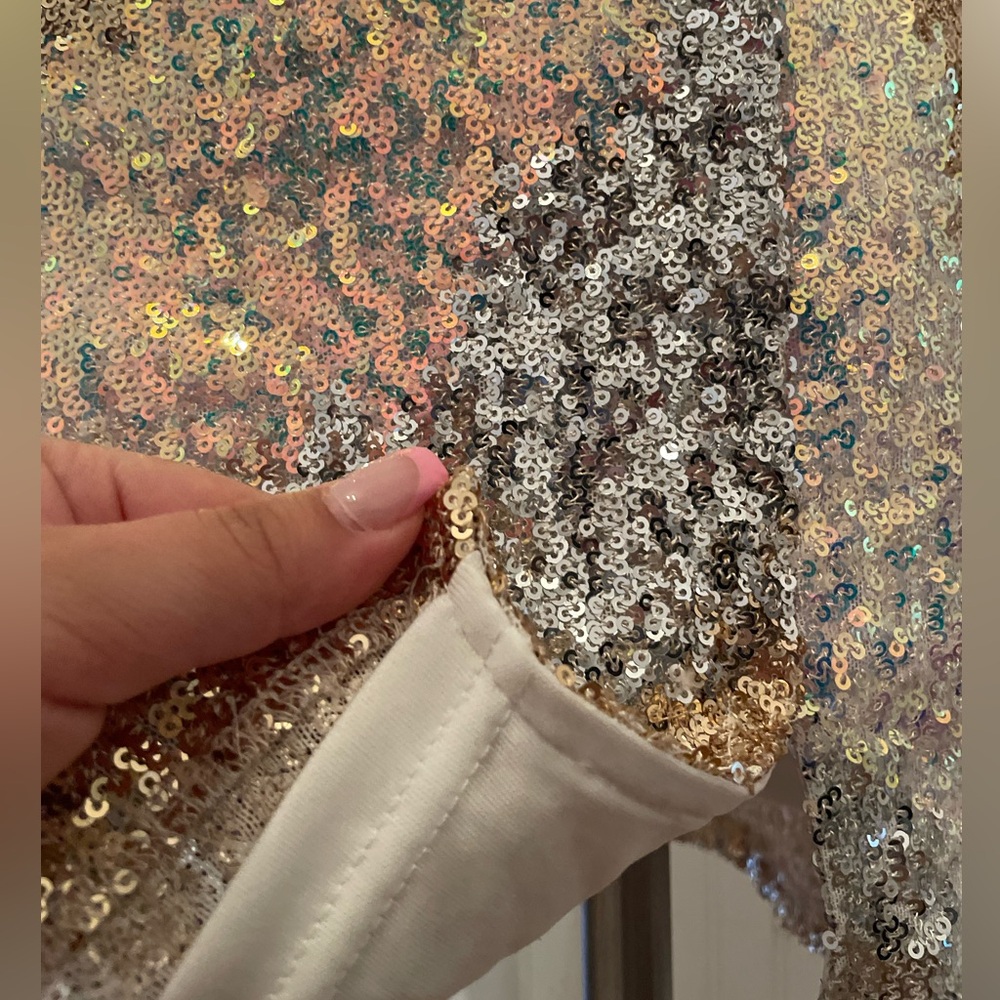 12 Tribe Ivory Multi Sequin Mini Skirt - Picture 10 of 13